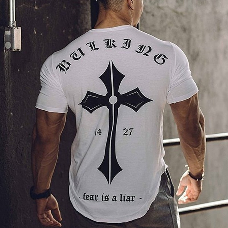 Gym Fitness Bodybuilding Short sleeve Slim t shirt