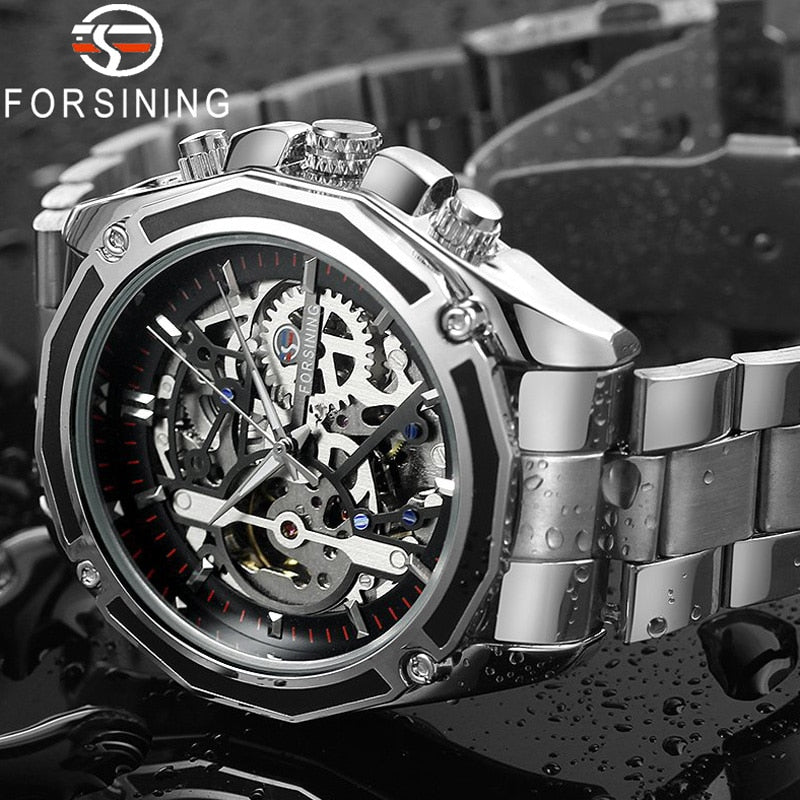 FORSINING Stainless Steel Military Sport  Men Watch