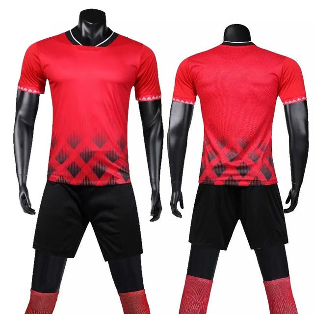 Men's Soccer Jerseys Set Survetement Football Team Training Uniforms Suits Pocket Soccer Jerseys Set Sport Kit Print
