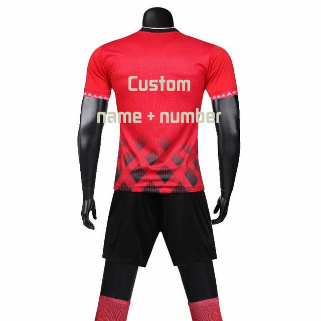 Men's Soccer Jerseys Set Survetement Football Team Training Uniforms Suits Pocket Soccer Jerseys Set Sport Kit Print